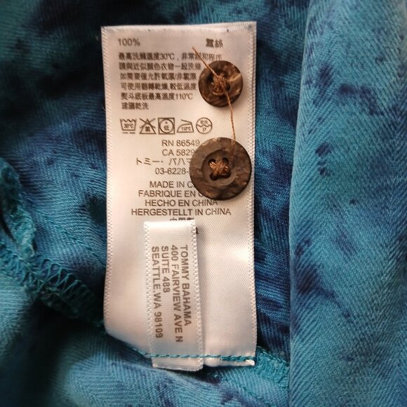 Black & Blues - Tie Dyed 100% Silk Camp Shirt - Picture 6 of 7